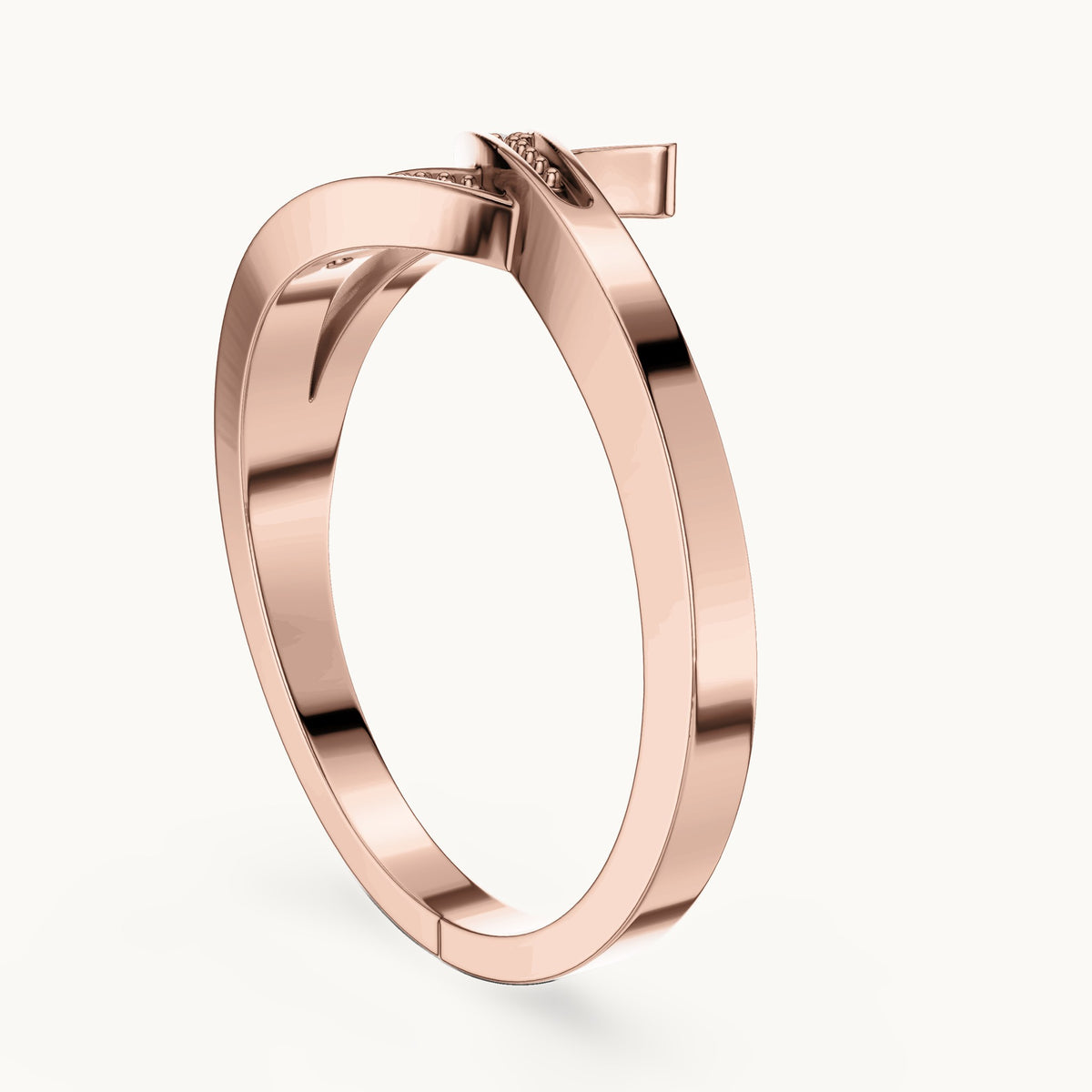 Round lab-grown diamond crossover beaded ring in rose gold, 0.024 CT TW, view 1
