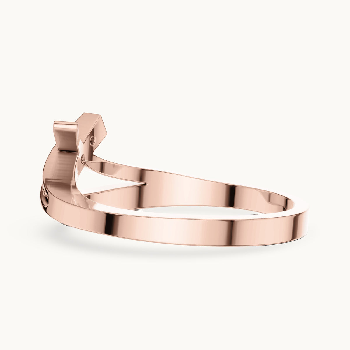 Round lab-grown diamond crossover beaded ring in rose gold, 0.024 CT TW, view 3