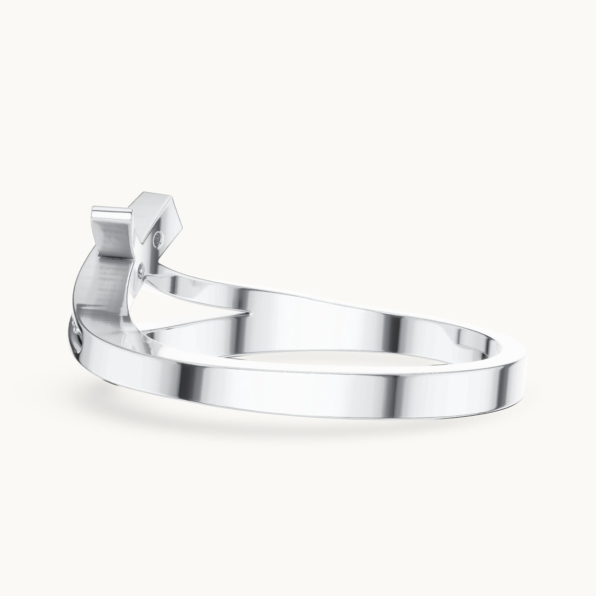Round lab-grown diamond crossover beaded ring in white gold, 0.024 CT TW, view 3
