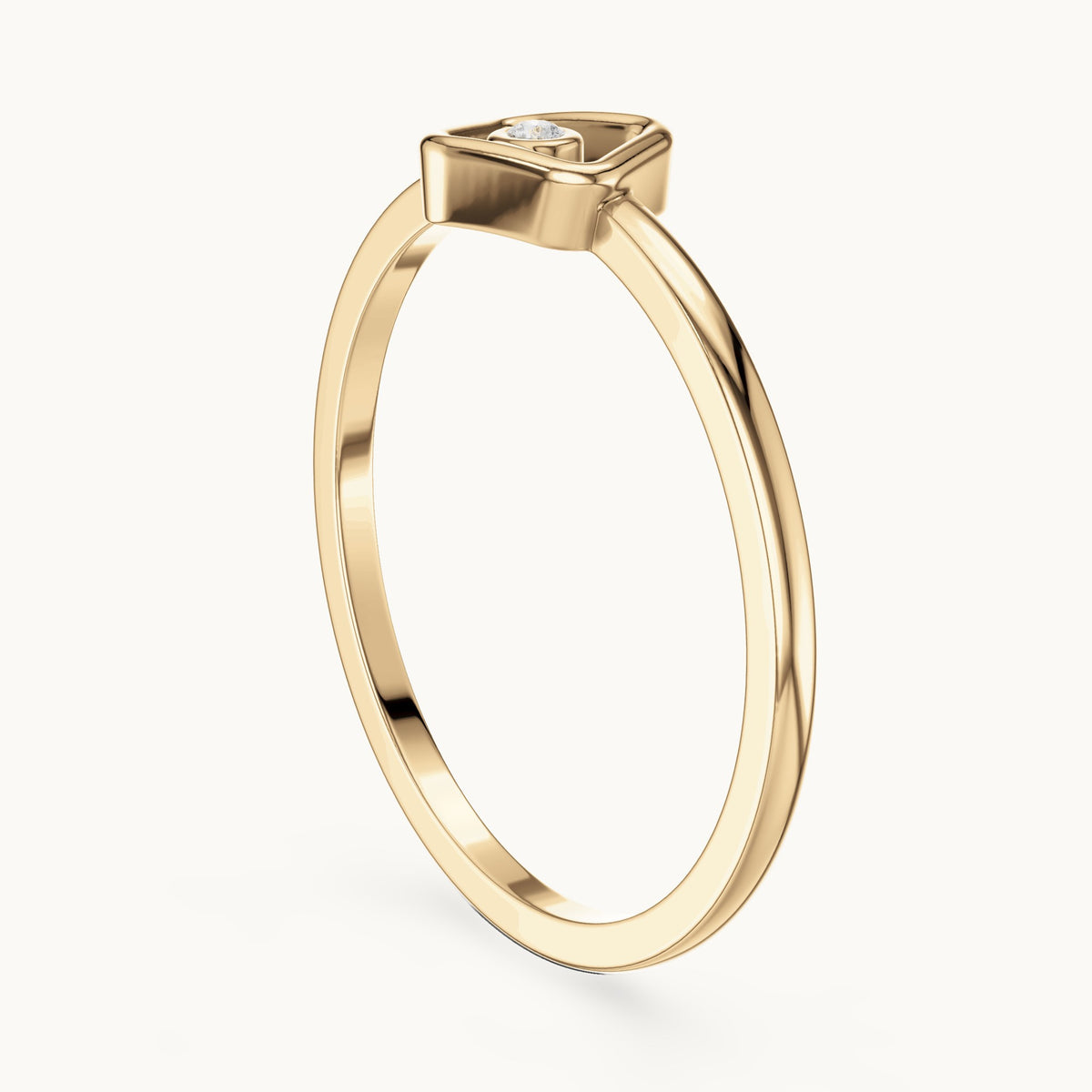 Round lab-grown diamond open square solitaire ring in yellow gold, 0.010 CT TW, view 1