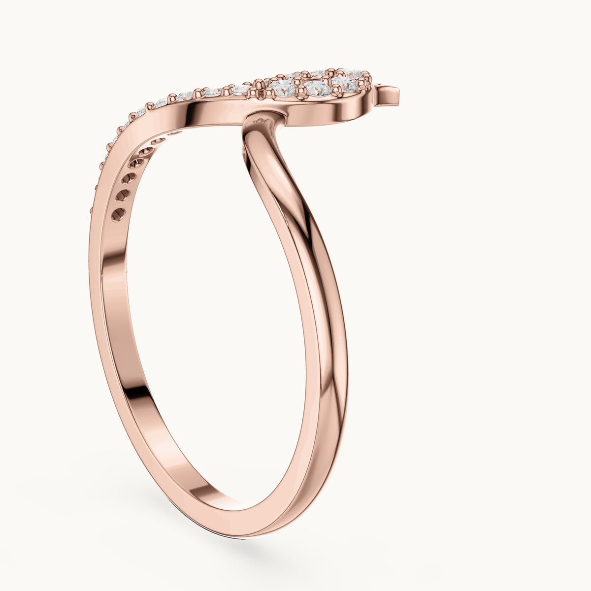 Round lab-grown diamond chevron loop ring in rose gold, 0.13 CT TW, view 1