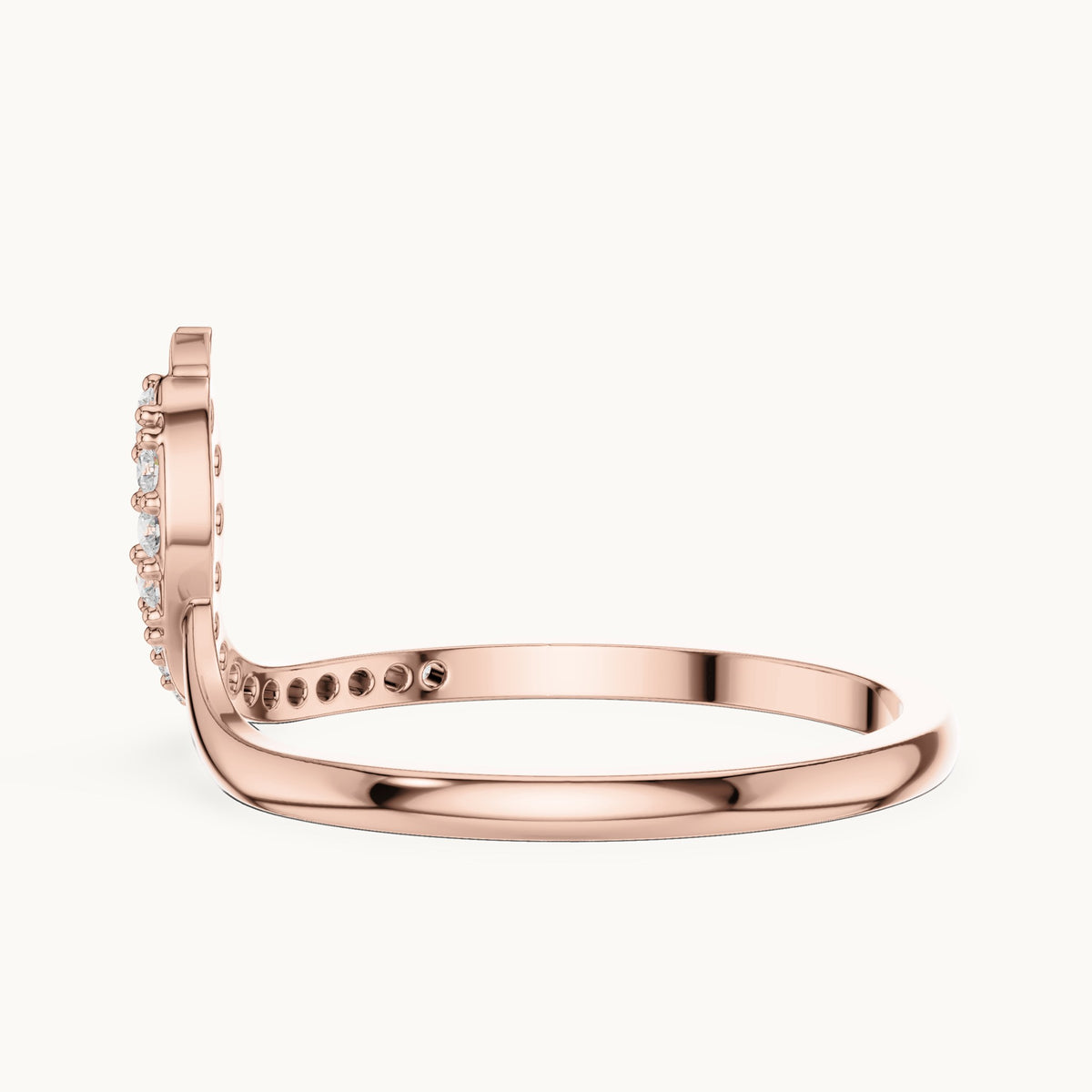 Round lab-grown diamond chevron loop ring in rose gold, 0.13 CT TW, view 3