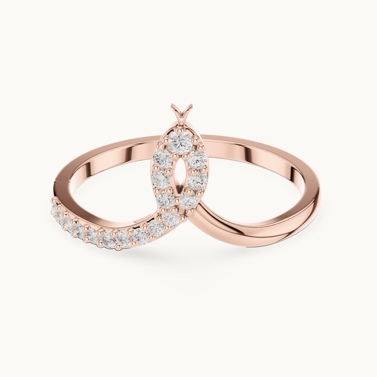 Round lab-grown diamond chevron loop ring in rose gold, 0.13 CT TW, view 4