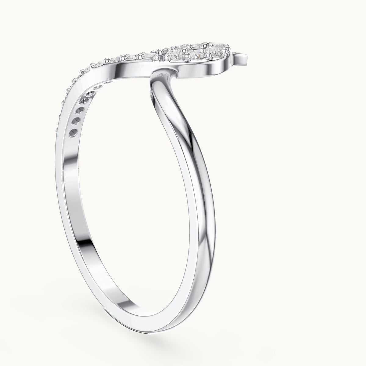 Round lab-grown diamond chevron loop ring in white gold, 0.13 CT TW, view 1