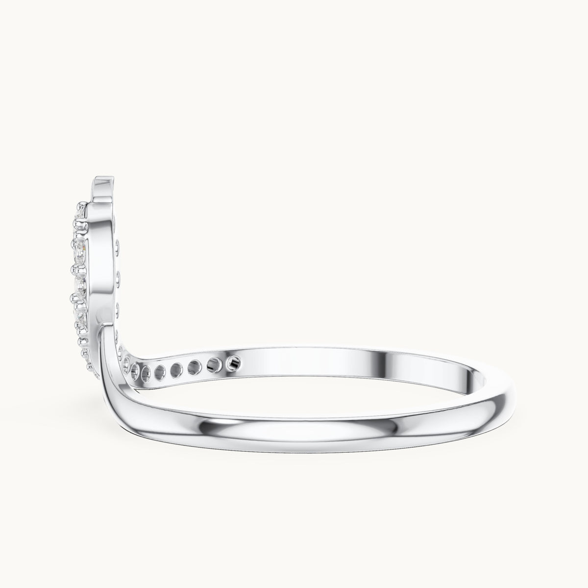 Round lab-grown diamond chevron loop ring in white gold, 0.13 CT TW, view 3