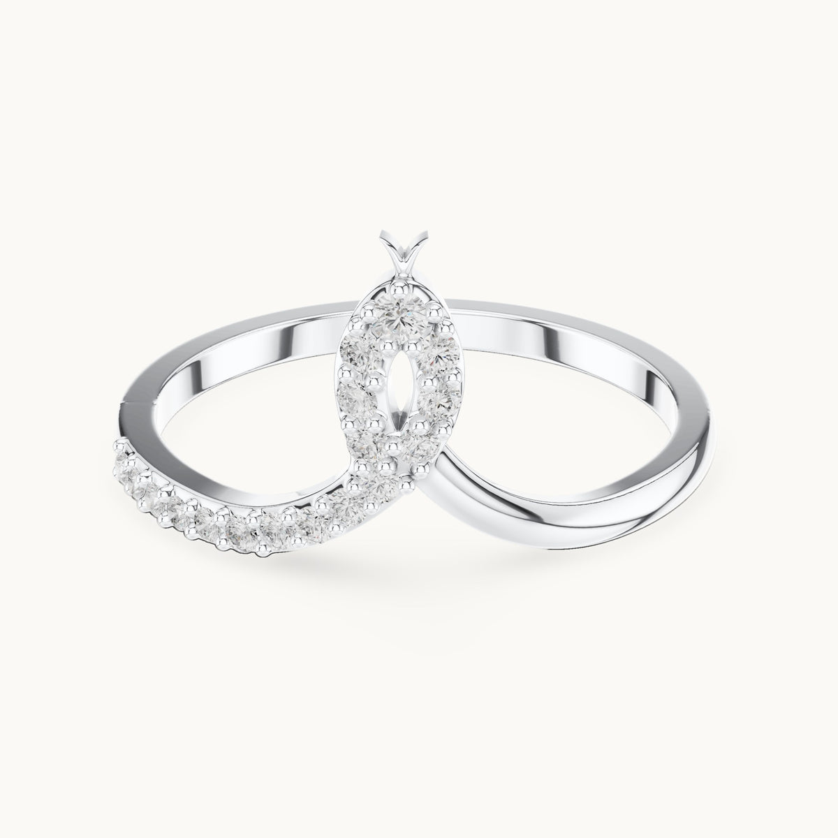 Round lab-grown diamond chevron loop ring in white gold, 0.13 CT TW, view 4