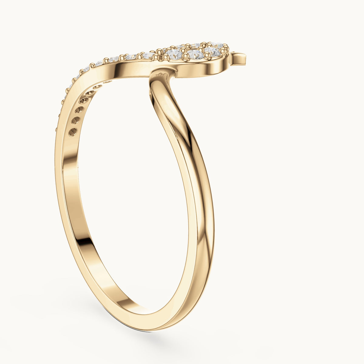 Round lab-grown diamond chevron loop ring in yellow gold, 0.13 CT TW, view 1