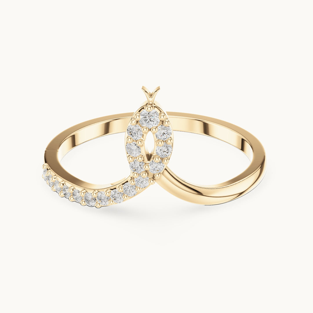 Round lab-grown diamond chevron loop ring in yellow gold, 0.13 CT TW, view 4
