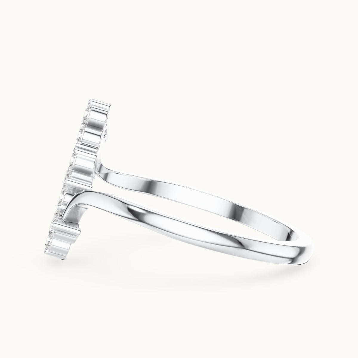 Round lab-grown diamond diagonal cluster bypass ring in white gold, 0.20 CT TW, view 3
