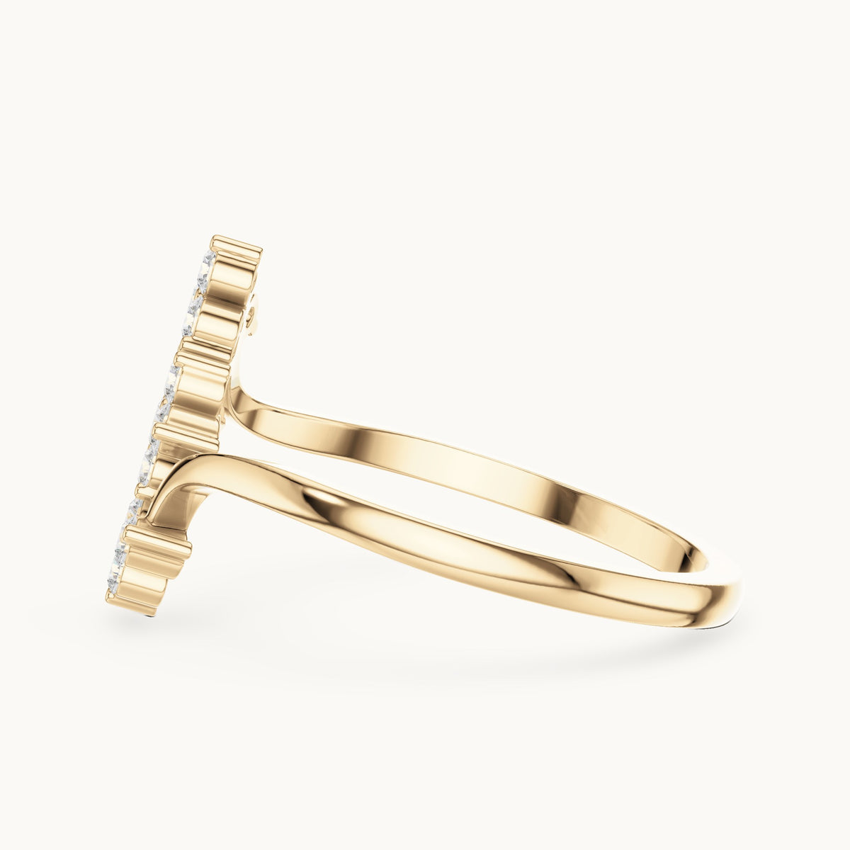 Round lab-grown diamond diagonal cluster bypass ring in yellow gold, 0.20 CT TW, view 3