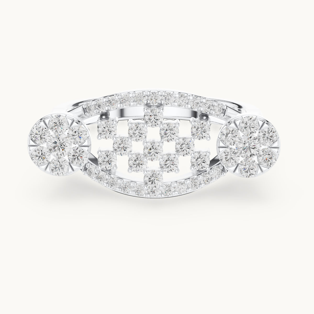 Round lab-grown diamond lattice cluster cocktail ring in white gold, 0.696 CT TW, view 4
