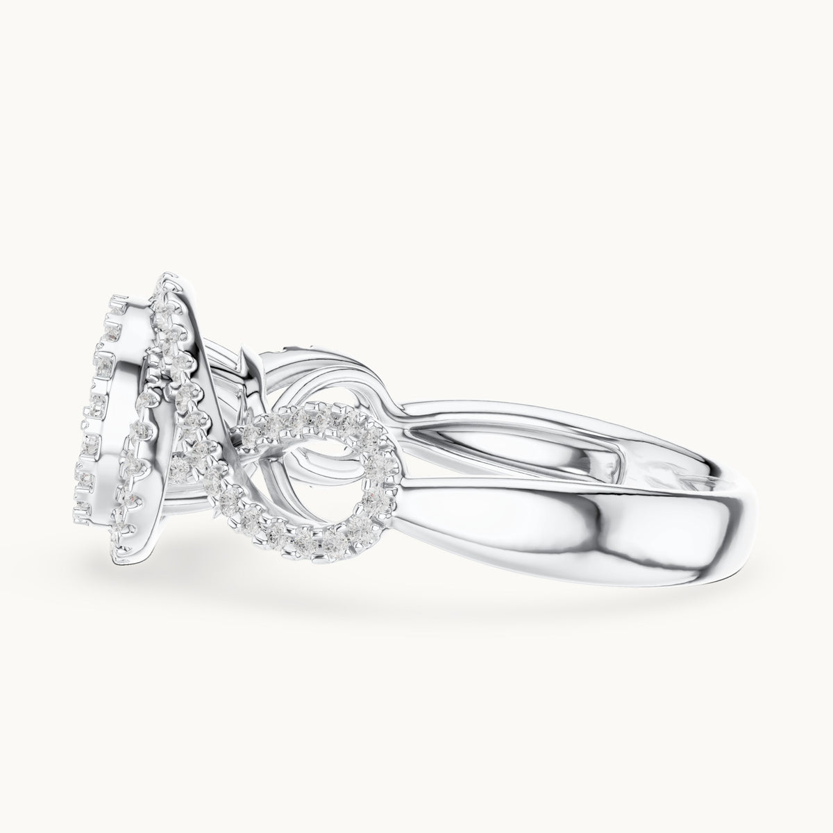 Round lab-grown diamond cluster double halo ring in white gold, 0.656 CT TW, view 3