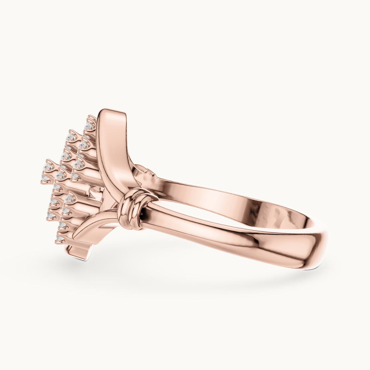 Round lab-grown diamond lattice cluster ring in rose gold, 0.336 CT TW, view 3