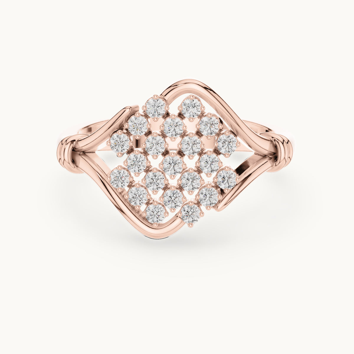Round lab-grown diamond lattice cluster ring in rose gold, 0.336 CT TW, view 4