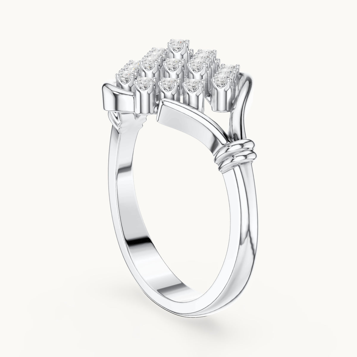 Round lab-grown diamond lattice cluster ring in white gold, 0.336 CT TW, view 1