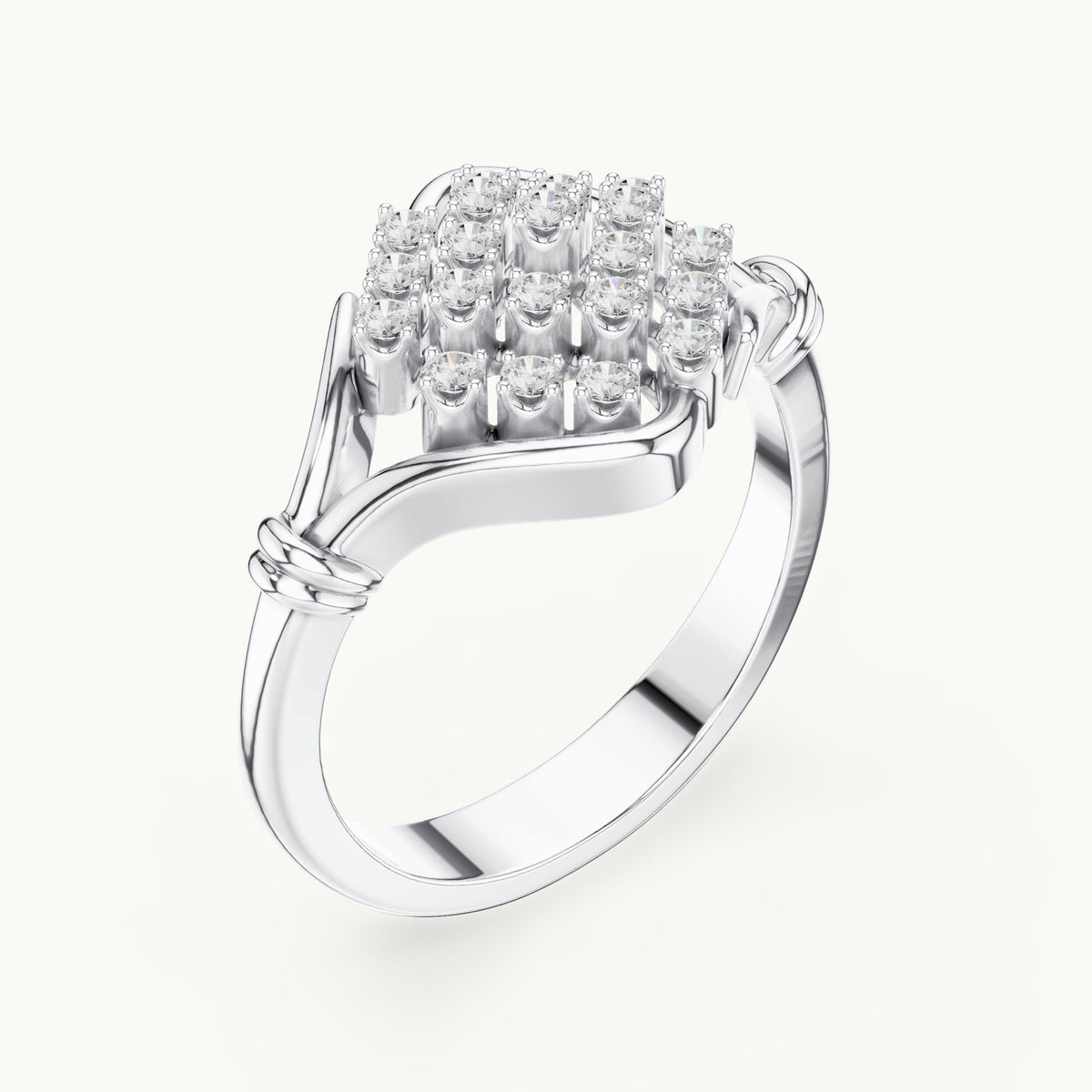 Round lab-grown diamond lattice cluster ring in white gold, 0.336 CT TW, view 2