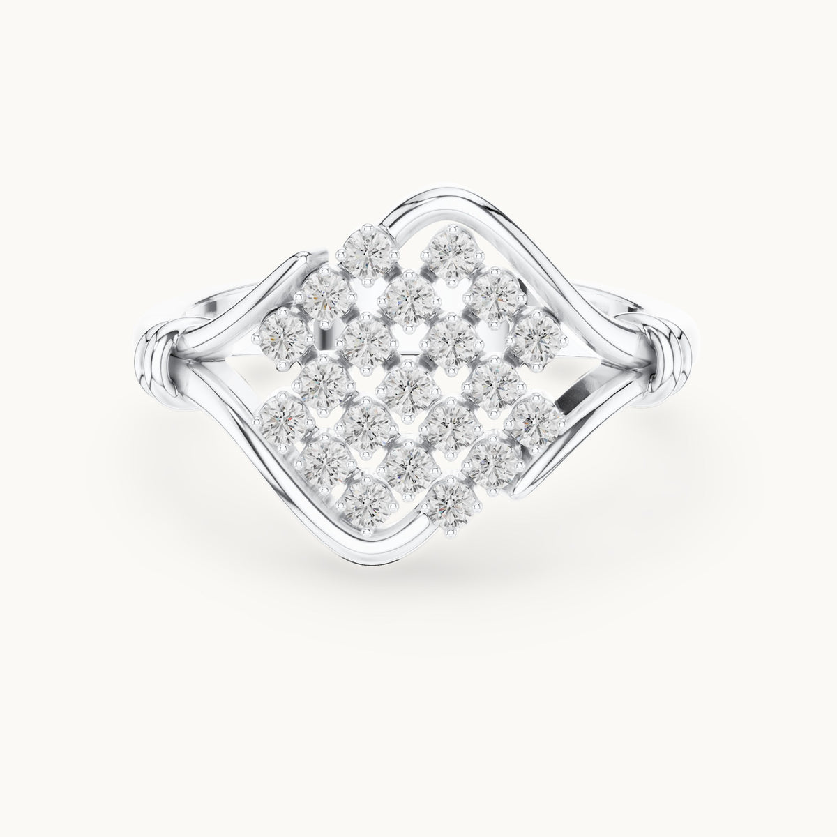Round lab-grown diamond lattice cluster ring in white gold, 0.336 CT TW, view 4
