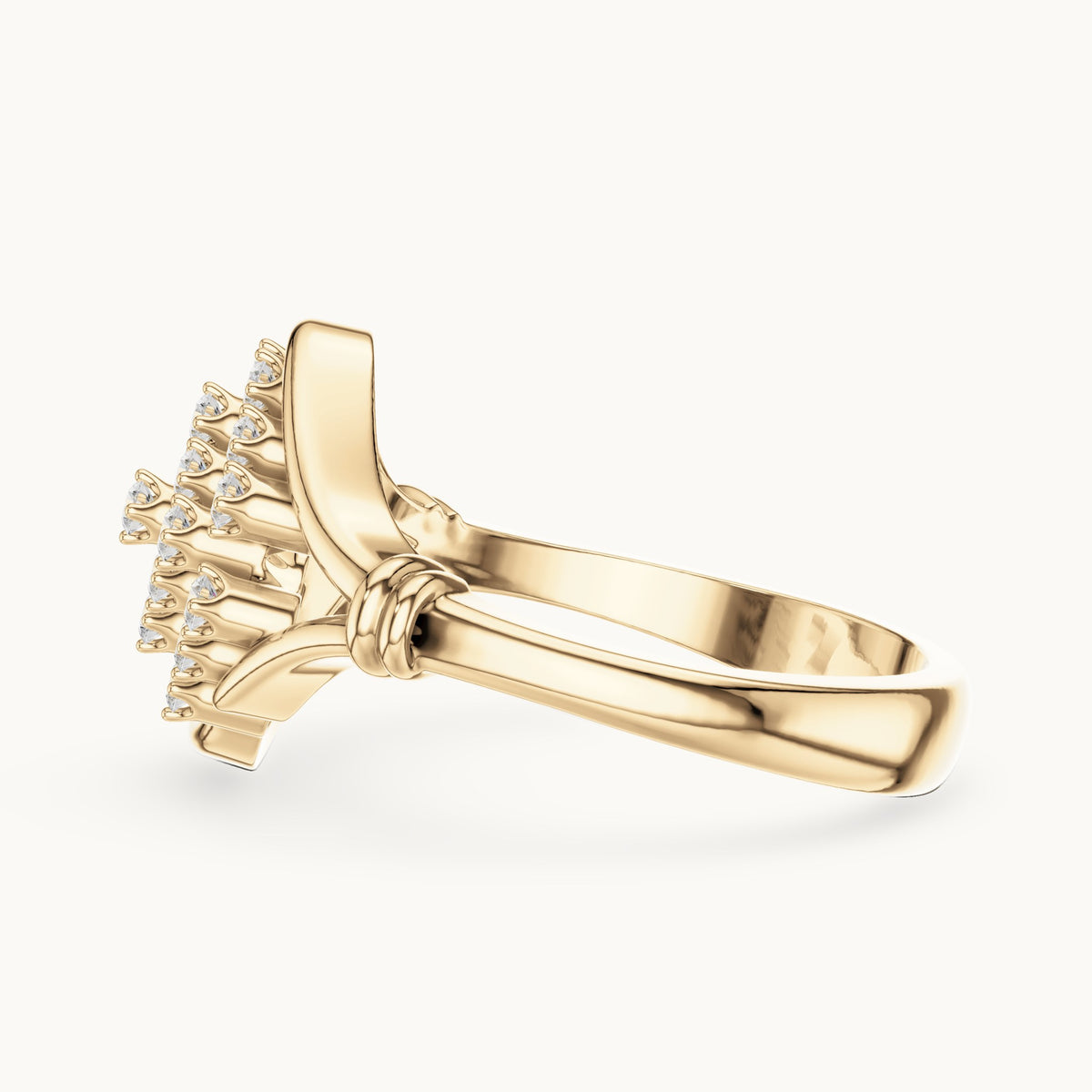 Round lab-grown diamond lattice cluster ring in yellow gold, 0.336 CT TW, view 3