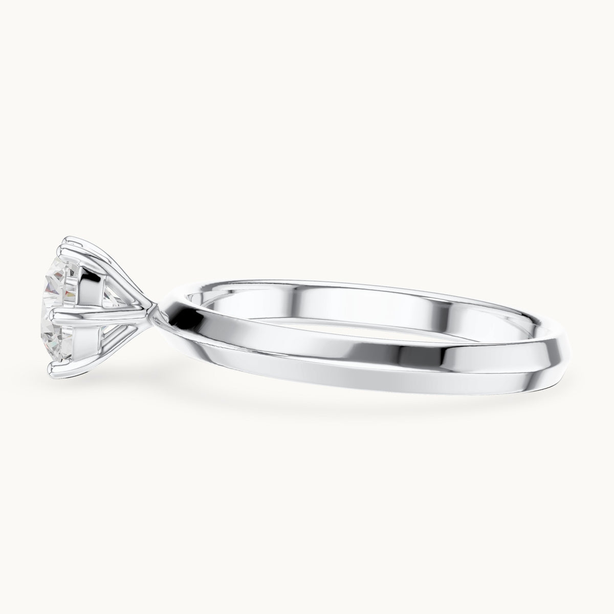 Round lab-grown diamond six-prong solitaire engagement ring in white gold, 0.80 CT TW, view 3