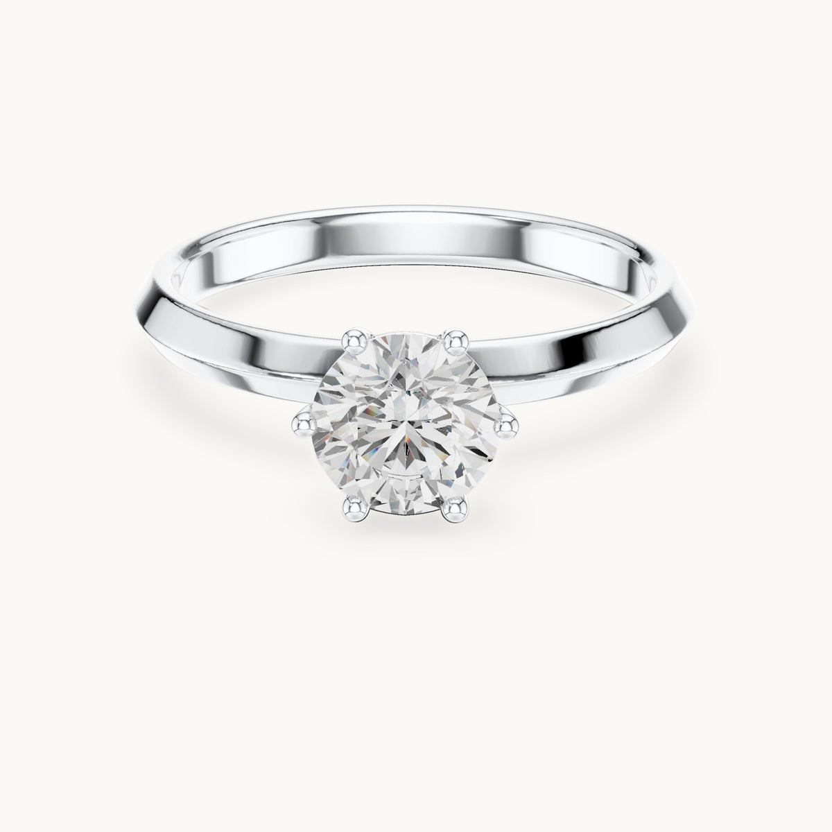 Round lab-grown diamond six-prong solitaire engagement ring in white gold, 0.80 CT TW, view 4
