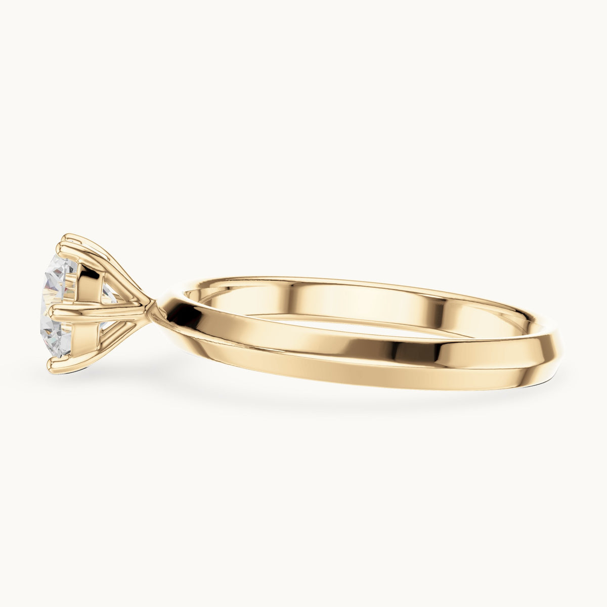 Round lab-grown diamond six-prong solitaire engagement ring in yellow gold, 0.80 CT TW, view 3