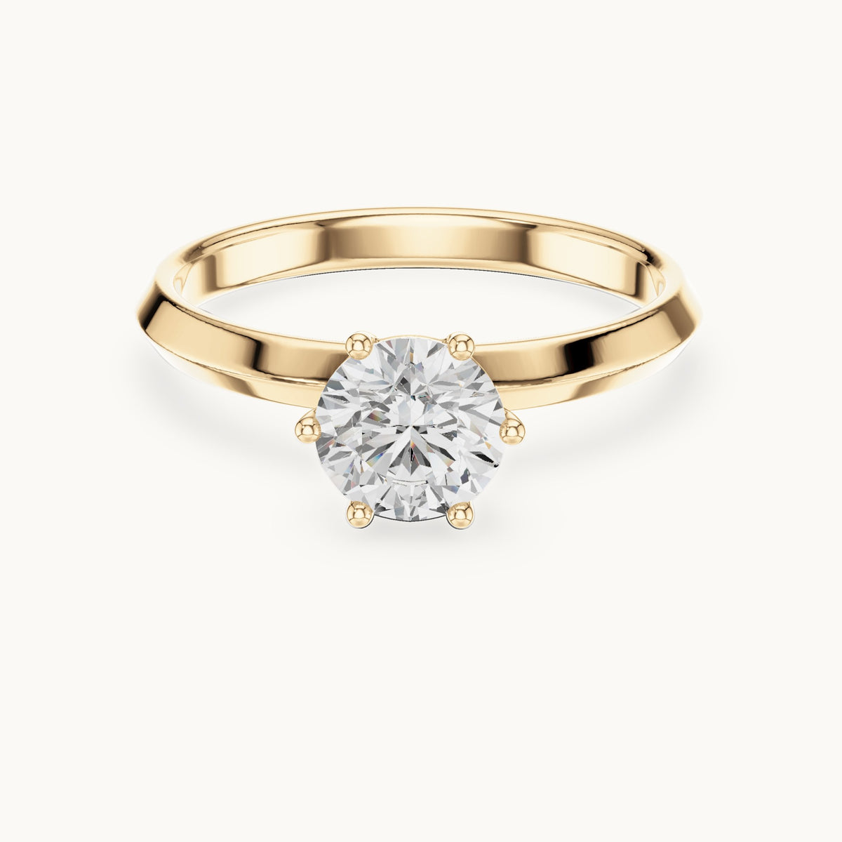 Round lab-grown diamond six-prong solitaire engagement ring in yellow gold, 0.80 CT TW, view 4