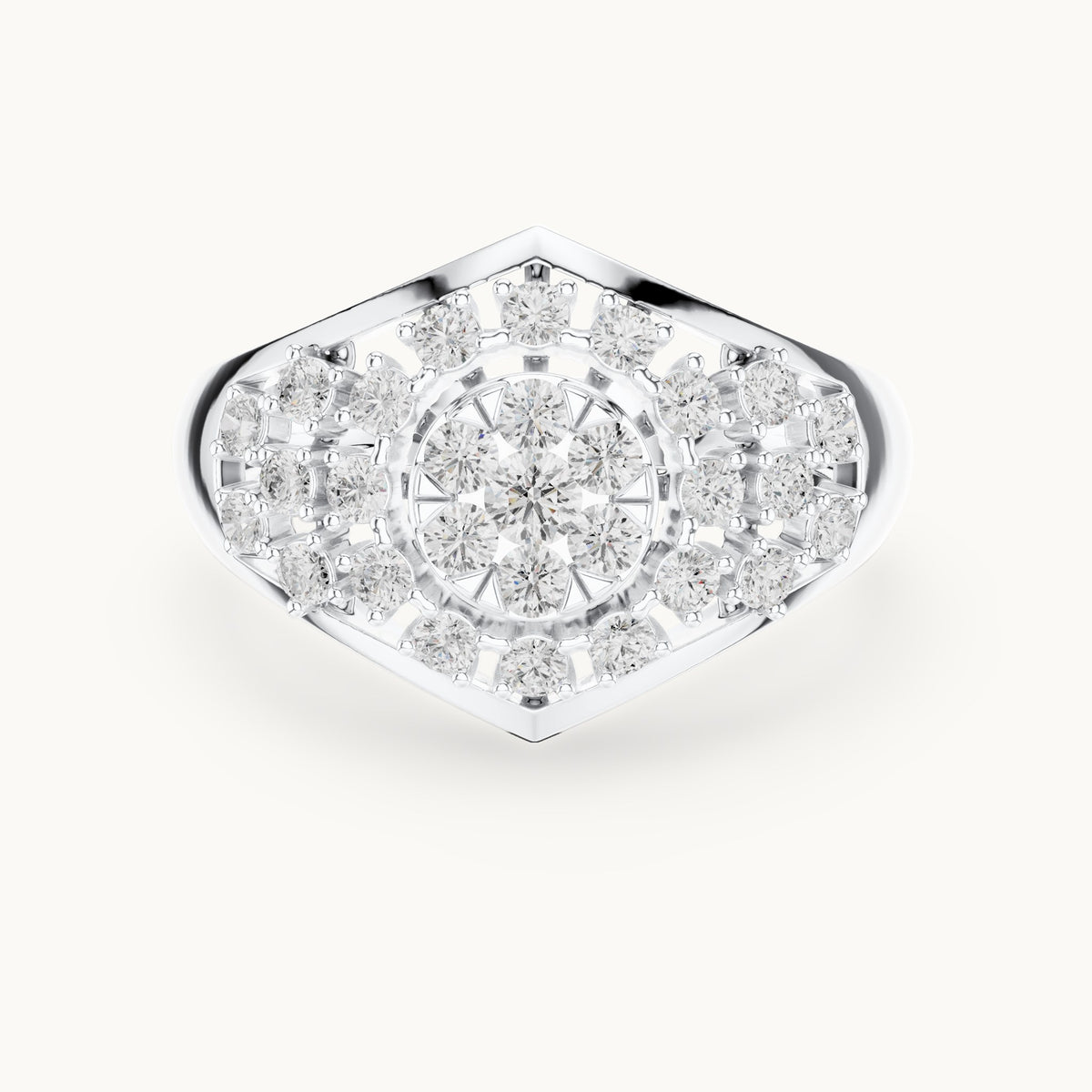 Round lab-grown diamond cluster dome cocktail ring in white gold, 0.705 CT TW, view 4
