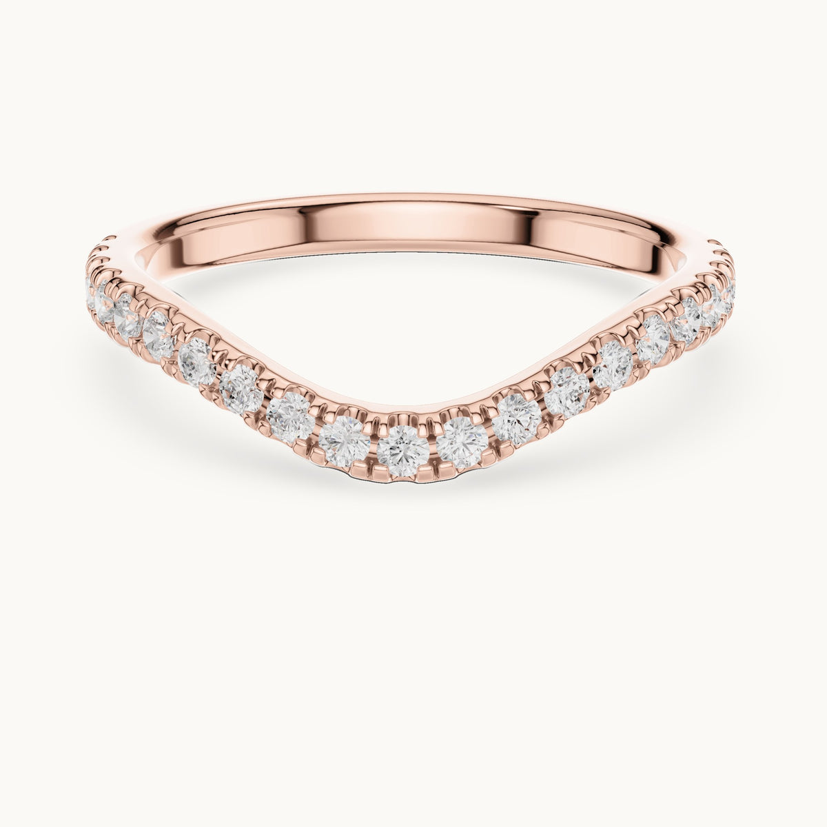 Round lab-grown diamond curved pavé half eternity band in rose gold, 0.336 CT TW, view 4