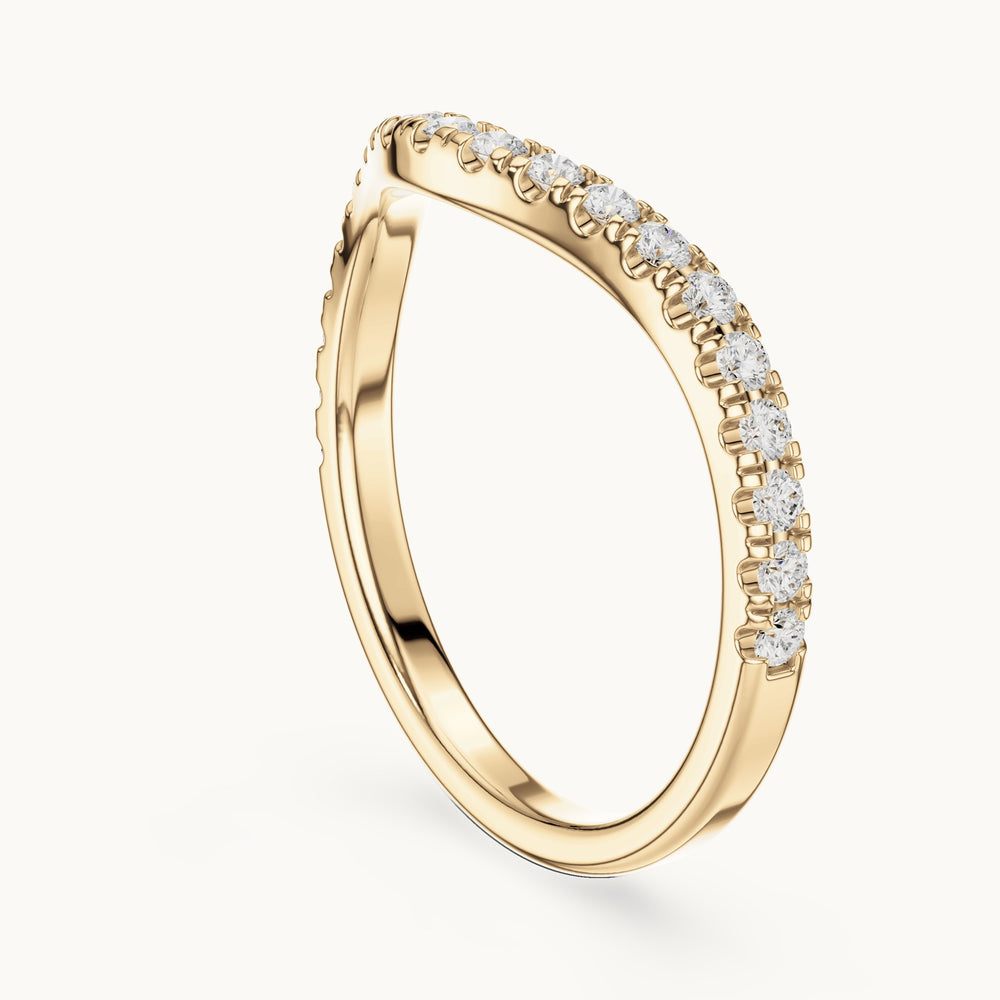 Round lab-grown diamond curved pavé half eternity band in yellow gold, 0.336 CT TW, view 1
