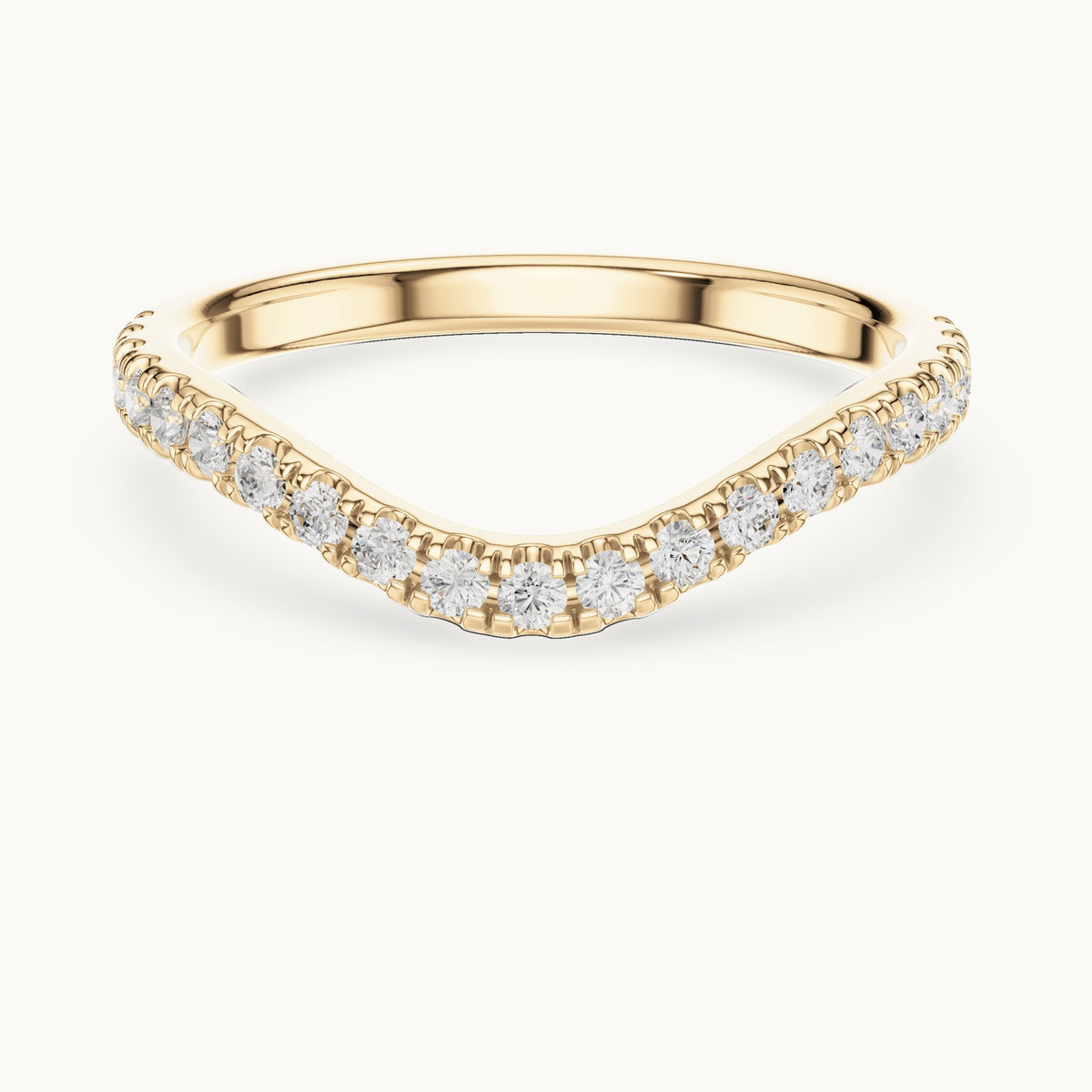 Round lab-grown diamond curved pavé half eternity band in yellow gold, 0.336 CT TW, view 4