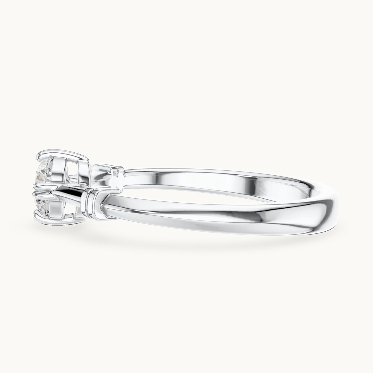 Round lab-grown diamond solitaire engagement ring with bar accents in white gold, 0.35 CT TW, view 3