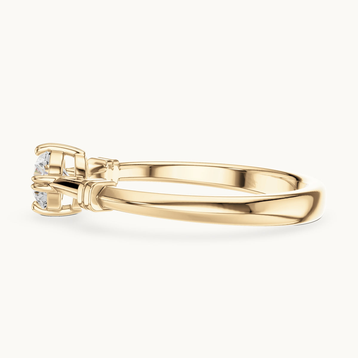 Round lab-grown diamond solitaire engagement ring with bar accents in yellow gold, 0.35 CT TW, view 3