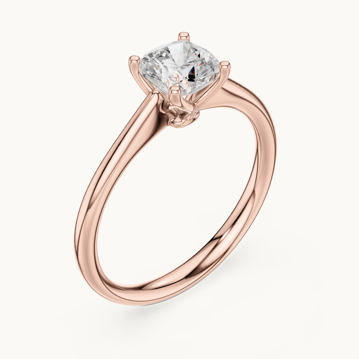 Cushion-cut lab-grown diamond solitaire engagement ring in rose gold, 1.10 CT TW, view 2