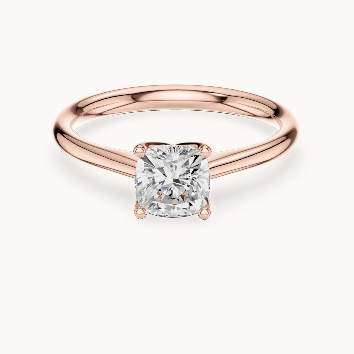 Cushion-cut lab-grown diamond solitaire engagement ring in rose gold, 1.10 CT TW, view 4