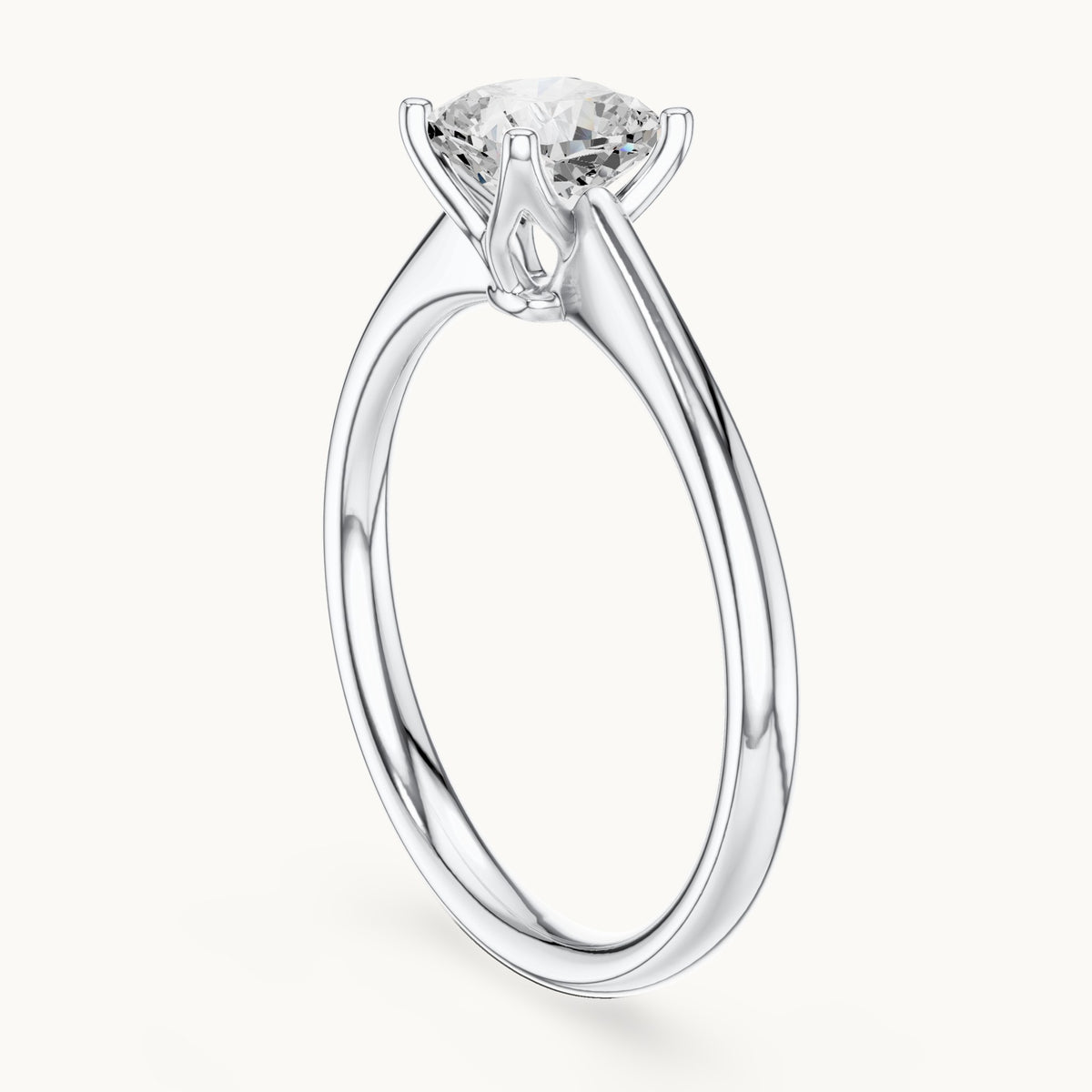 Cushion-cut lab-grown diamond solitaire engagement ring in white gold, 1.10 CT TW, view 1
