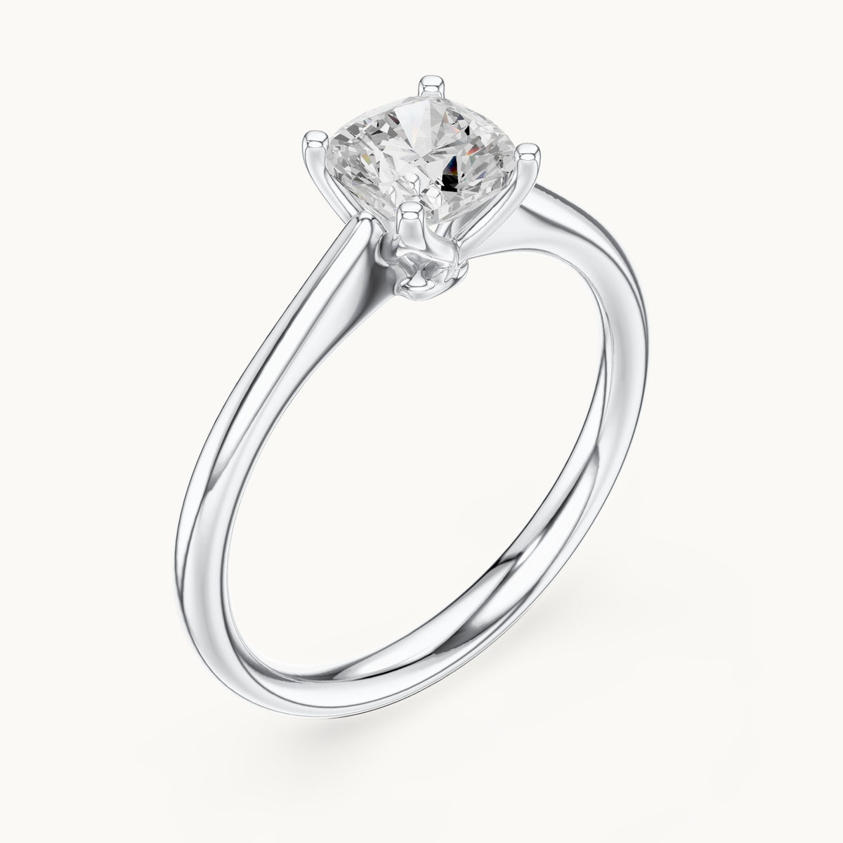 Cushion-cut lab-grown diamond solitaire engagement ring in white gold, 1.10 CT TW, view 2