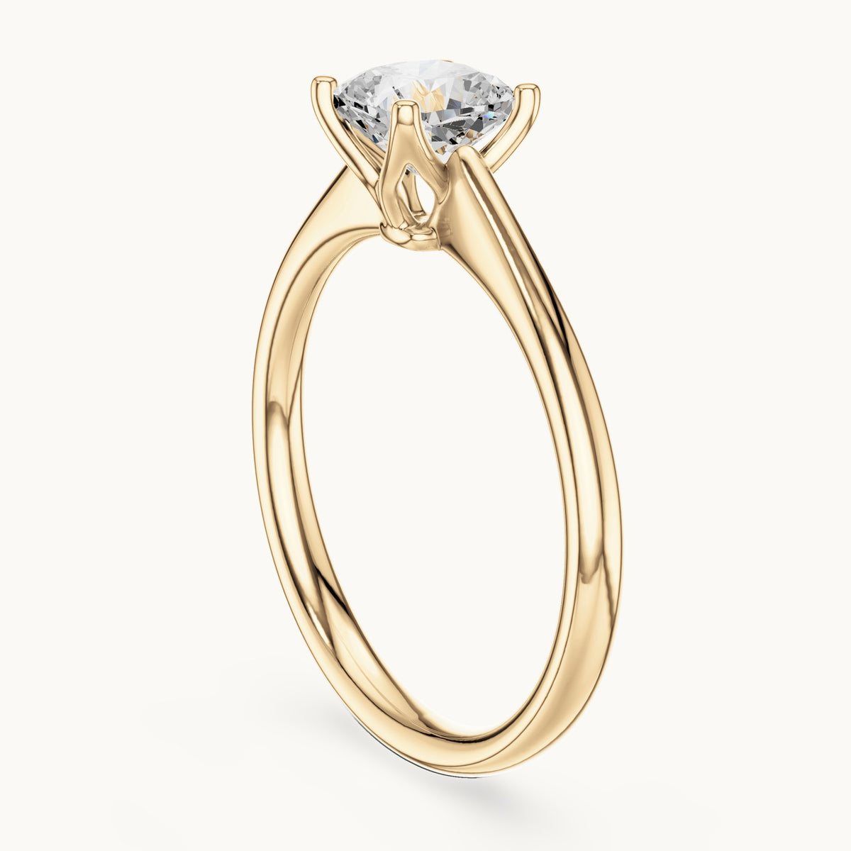 Cushion-cut lab-grown diamond solitaire engagement ring in yellow gold, 1.10 CT TW, view 1