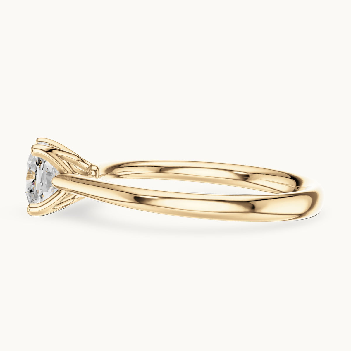 Cushion-cut lab-grown diamond solitaire engagement ring in yellow gold, 1.10 CT TW, view 3