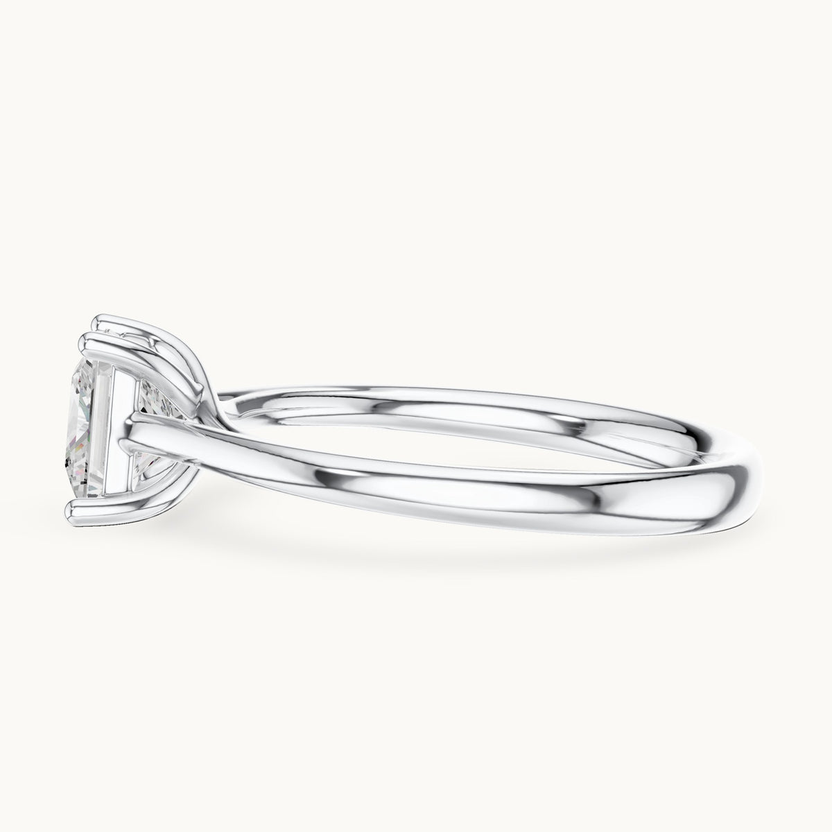 Princess-cut lab-grown diamond cathedral solitaire engagement ring in white gold, 0.93 CT TW, view 3