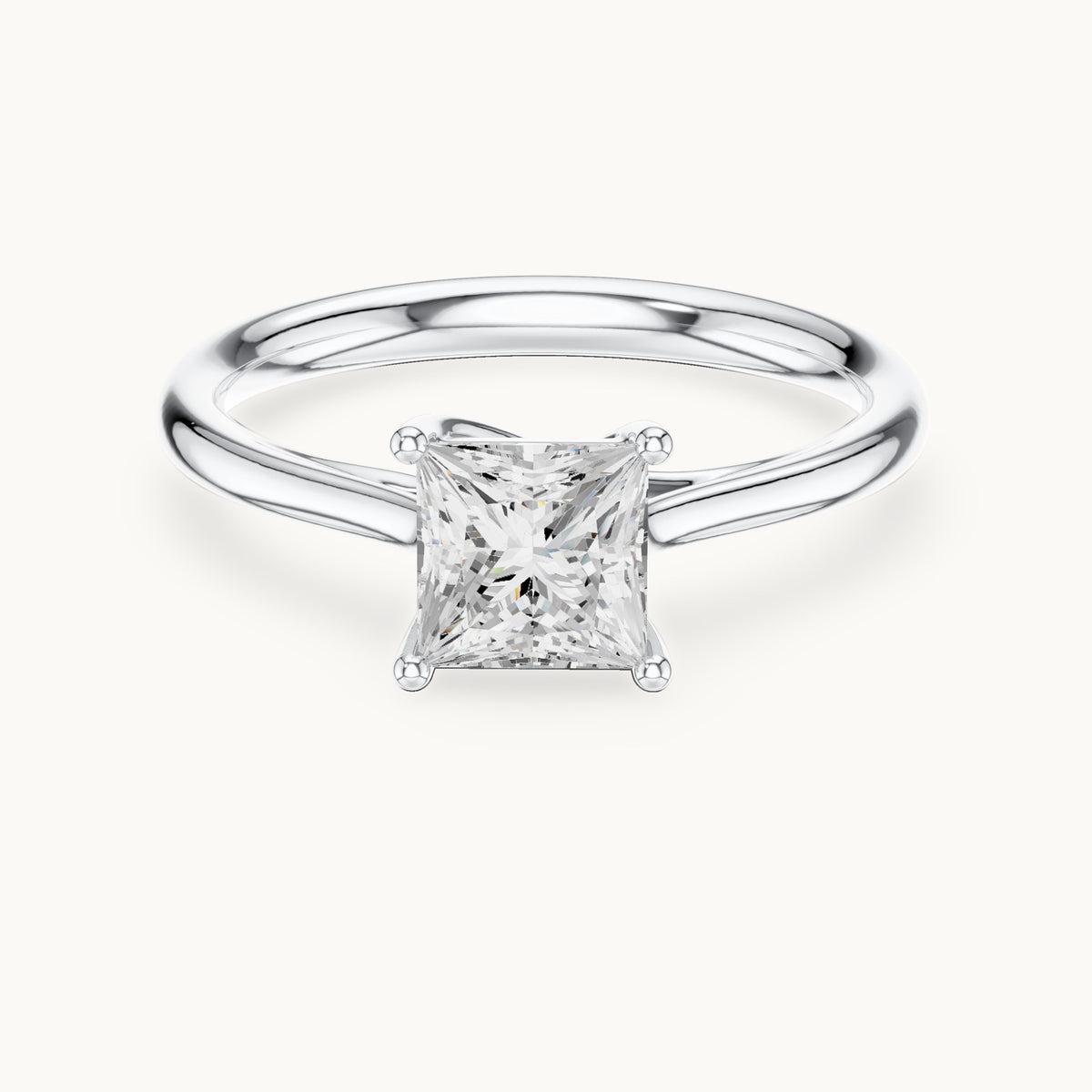 Princess-cut lab-grown diamond cathedral solitaire engagement ring in white gold, 0.93 CT TW, view 4