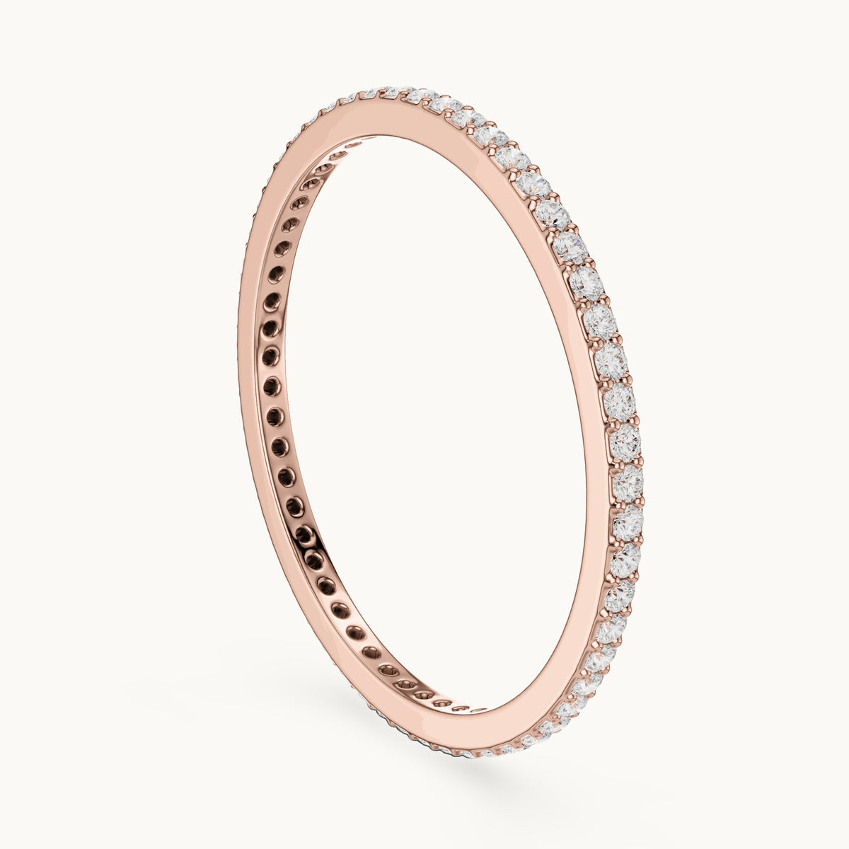Round lab-grown diamond full eternity band in rose gold, 0.168 CT TW, view 1