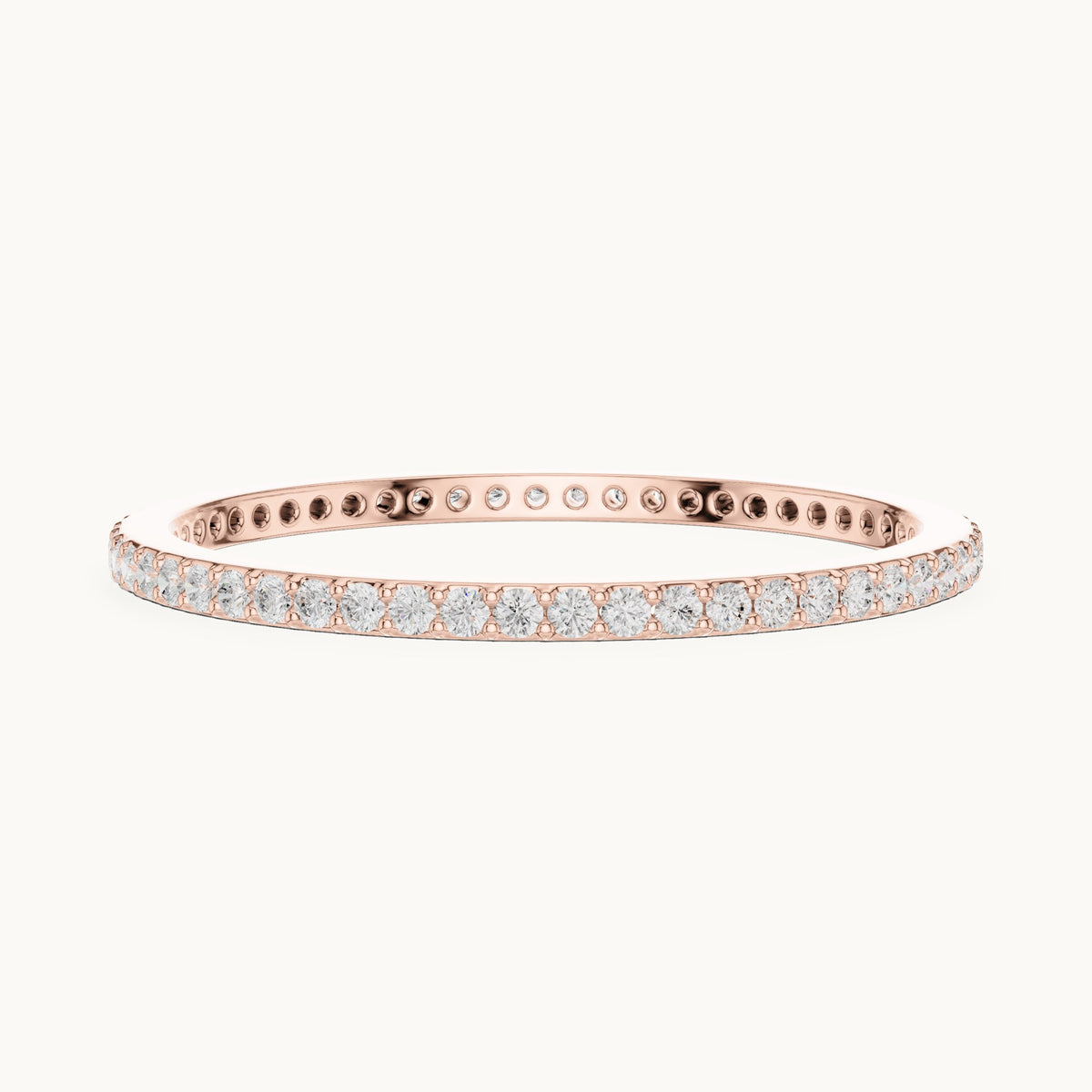 Round lab-grown diamond full eternity band in rose gold, 0.168 CT TW, view 3