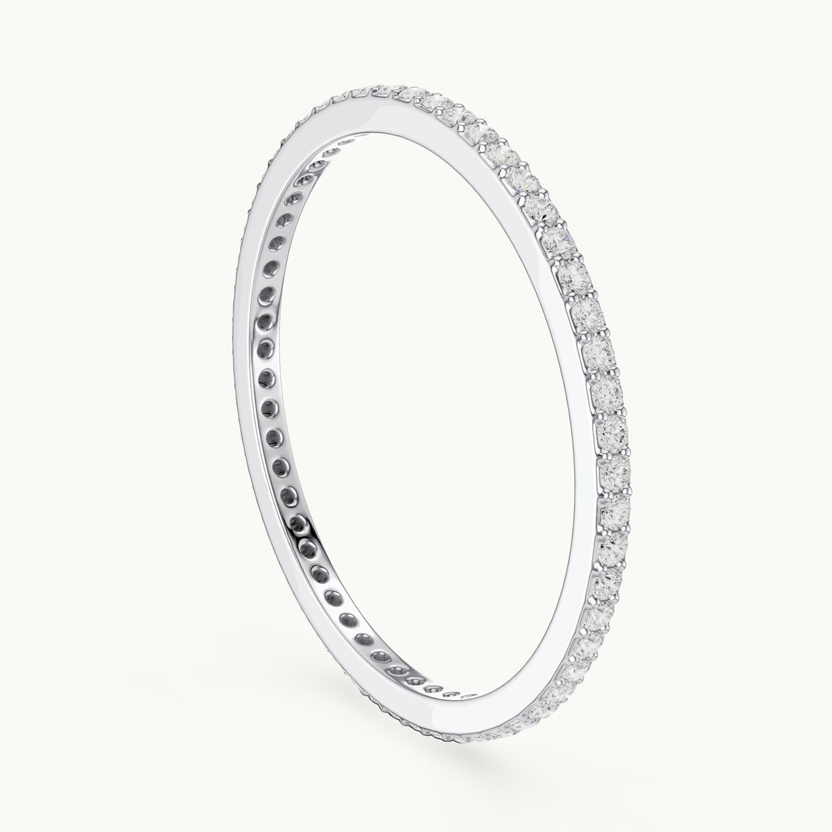 Round lab-grown diamond full eternity band in white gold, 0.168 CT TW, view 1