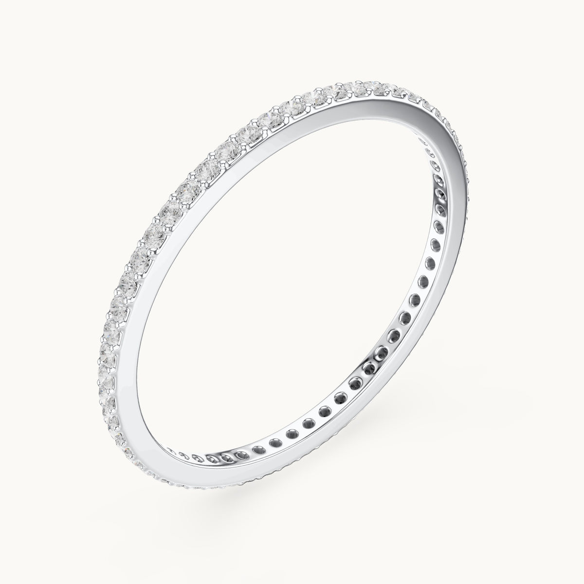 Round lab-grown diamond full eternity band in white gold, 0.168 CT TW, view 2