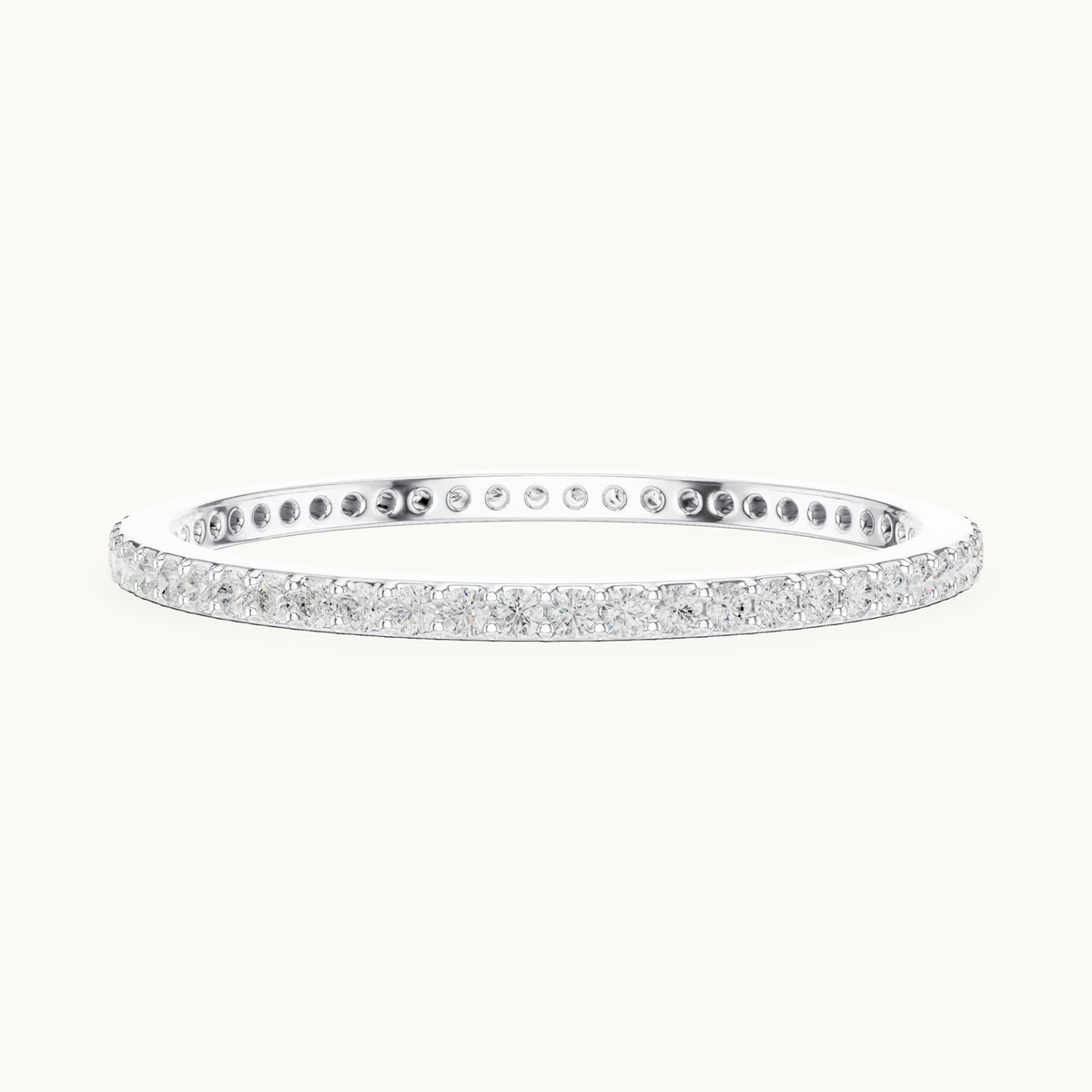 Round lab-grown diamond full eternity band in white gold, 0.168 CT TW, view 3