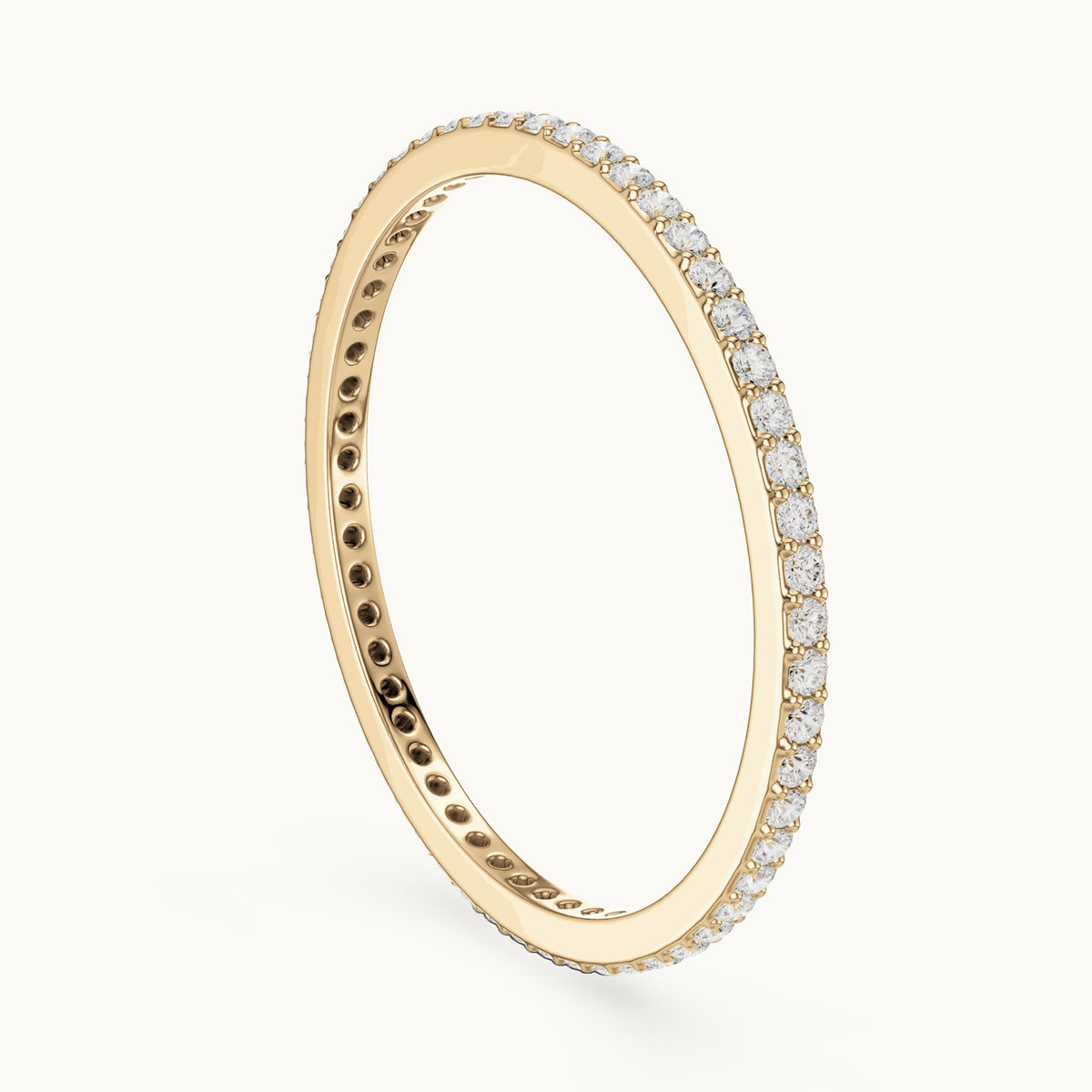 Round lab-grown diamond full eternity band in yellow gold, 0.168 CT TW, view 1