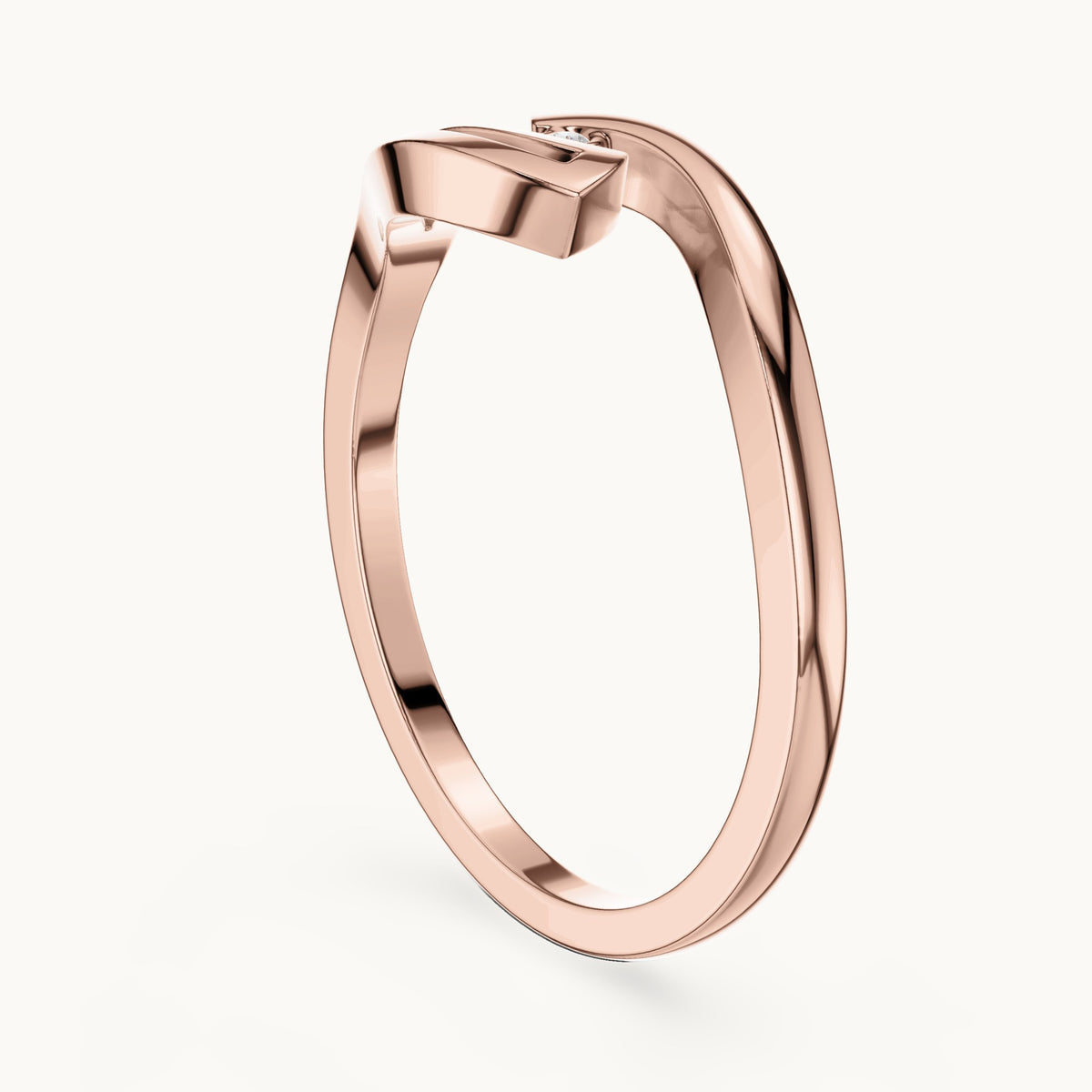 Round lab-grown diamond minimal bypass ring in rose gold, 0.008 CT TW, view 1