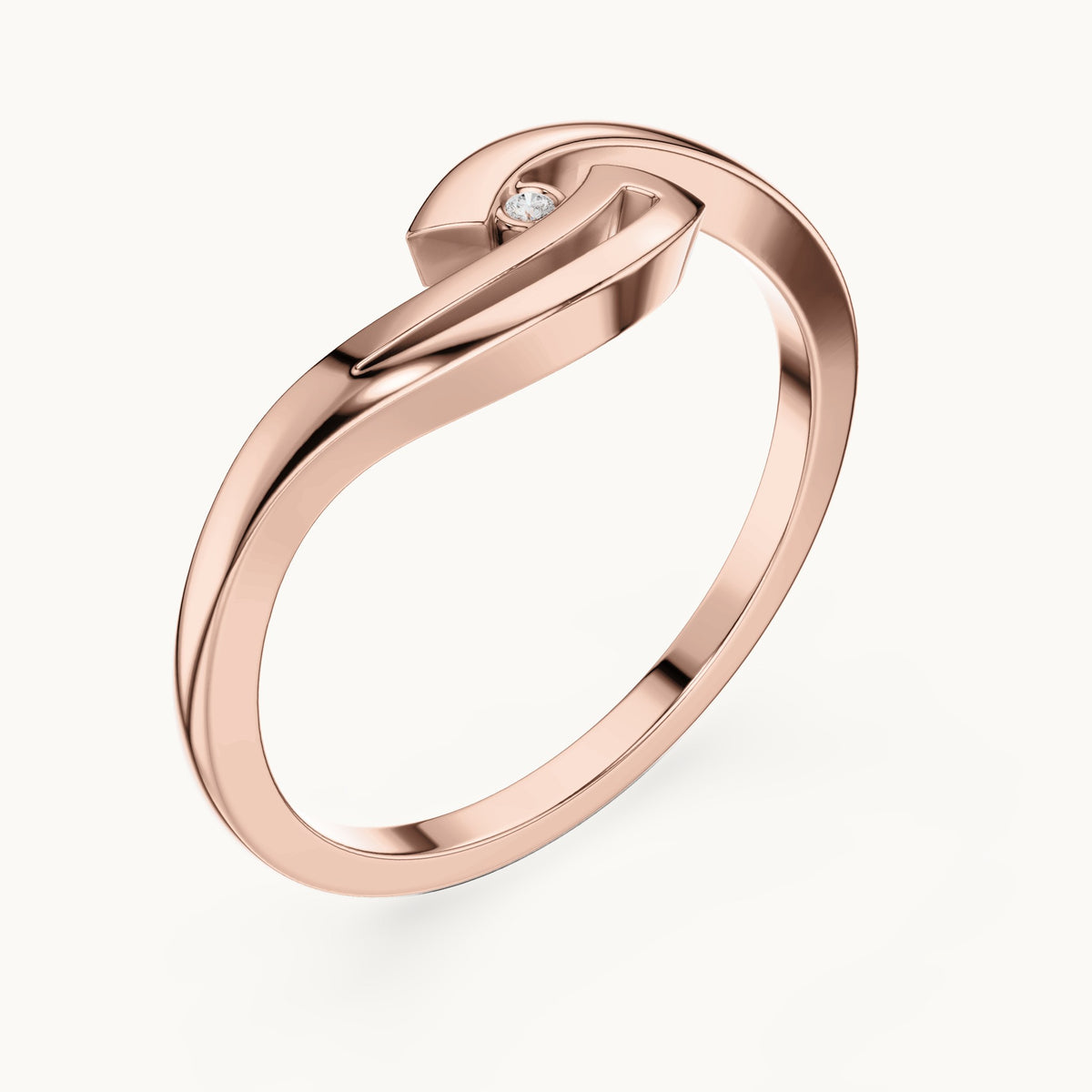 Round lab-grown diamond minimal bypass ring in rose gold, 0.008 CT TW, view 2
