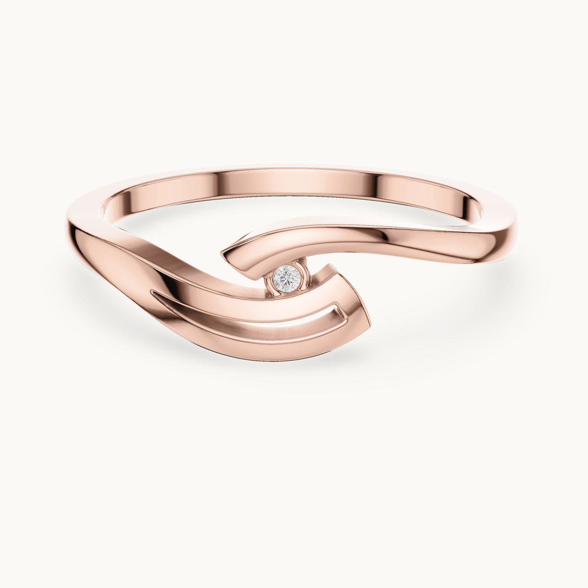 Round lab-grown diamond minimal bypass ring in rose gold, 0.008 CT TW, view 4