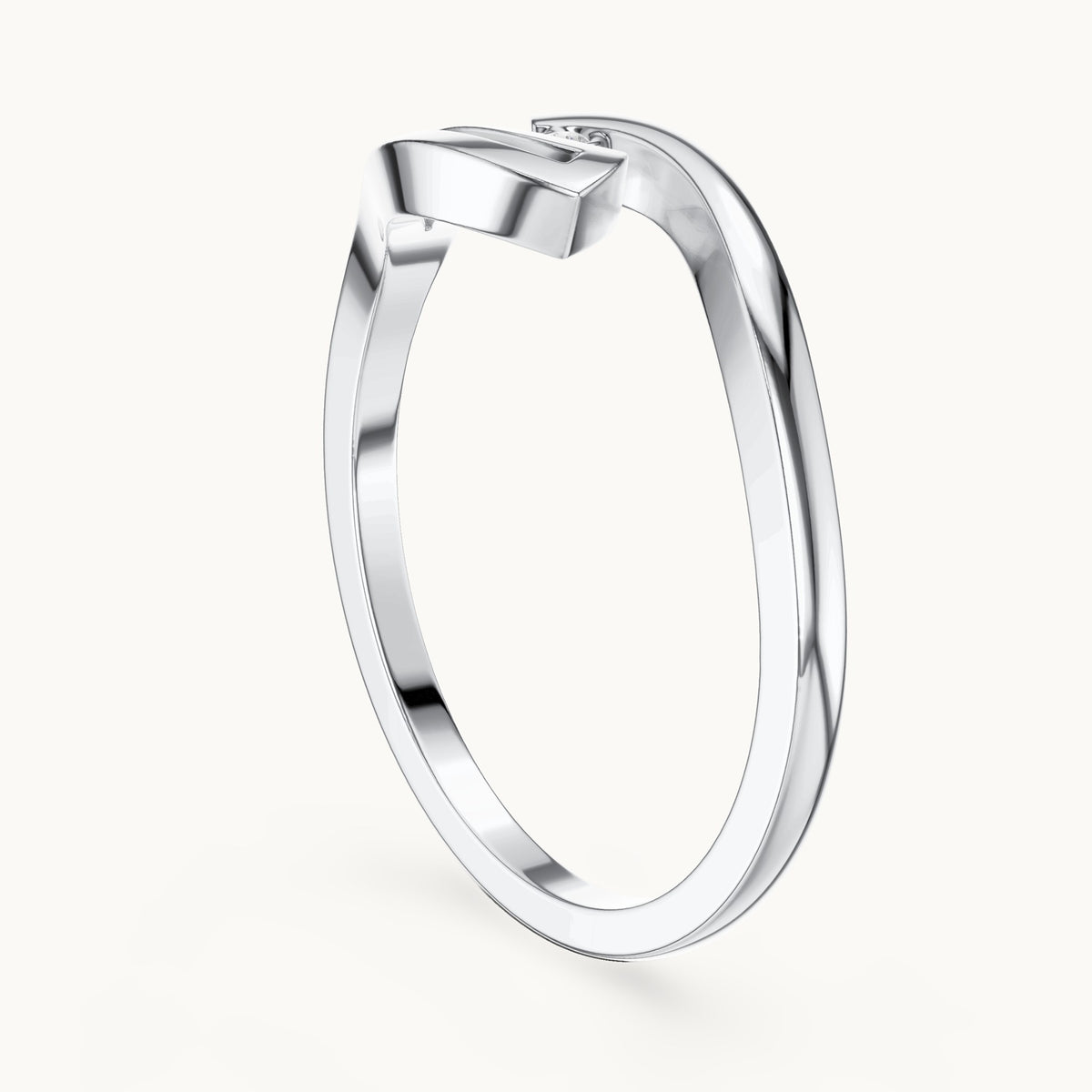 Round lab-grown diamond minimal bypass ring in white gold, 0.008 CT TW, view 1